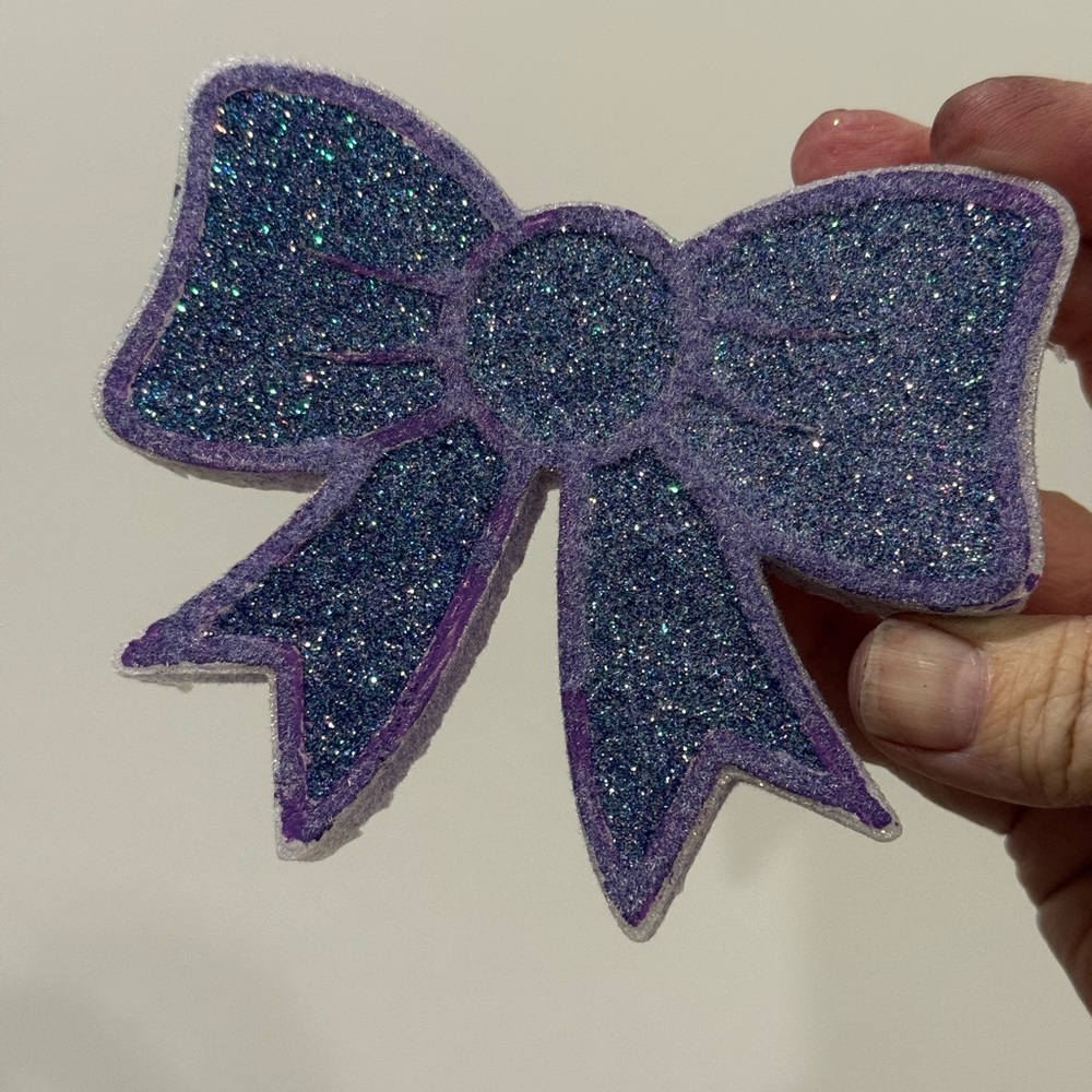 Purple glitter bow car freshie— ready to ship— scent strawberry leather